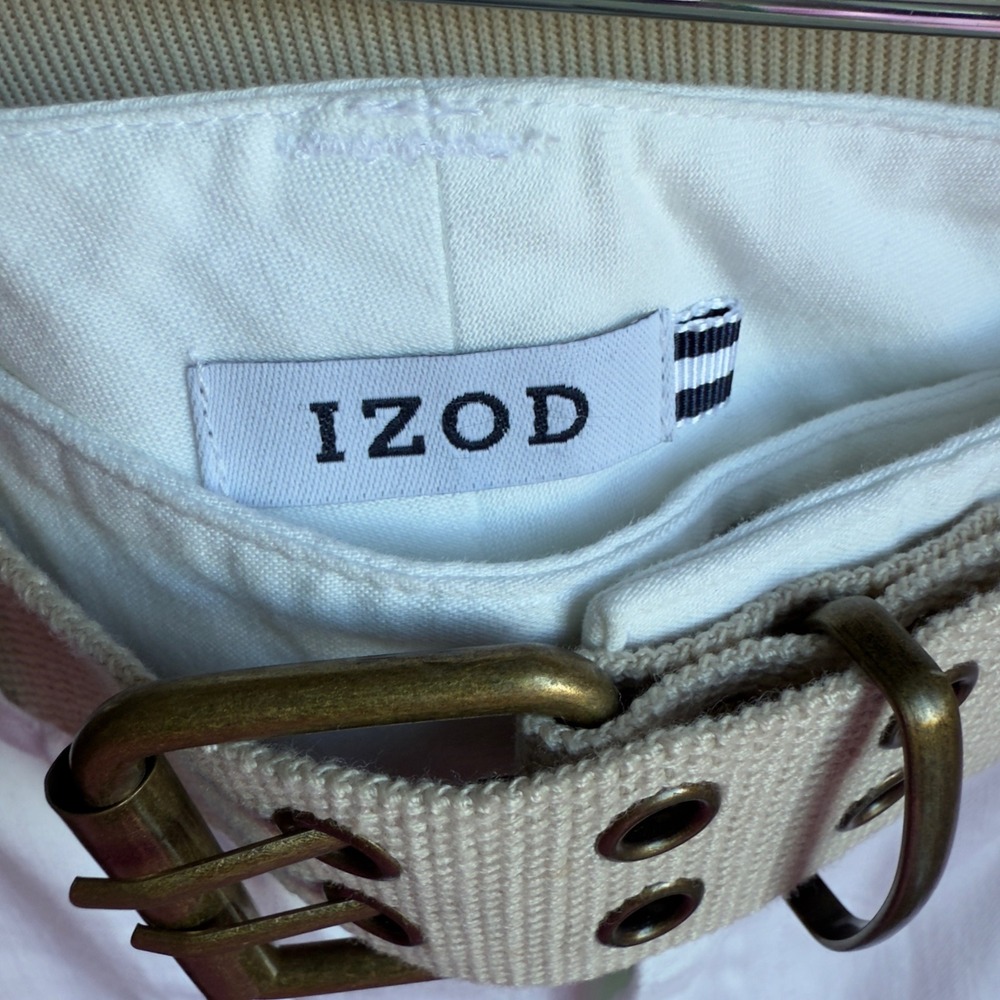 Izod Womens White‎ Cotton Cargo Capri Pants Belted Drawstring Hem IS63254 Size 6 - Picture 4 of 9